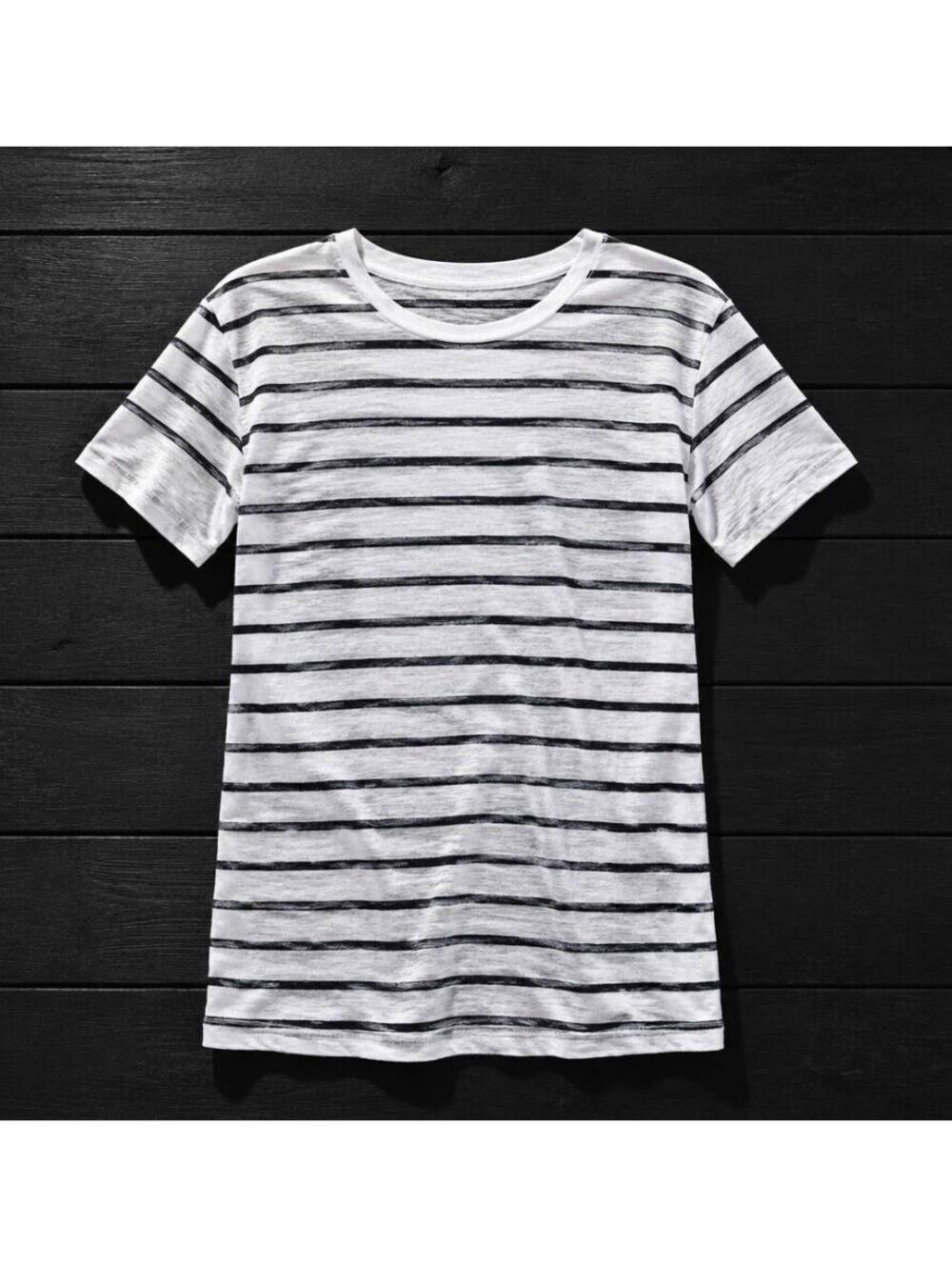 VINCE Women’s Cotton Striped Drop-Sleeve Tee In White|Black-XXS